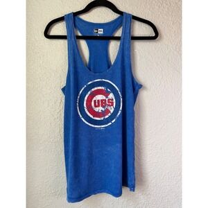 New Era Chicago Cubs Distressed Logo Tank Top Blue‎ Womens Size S